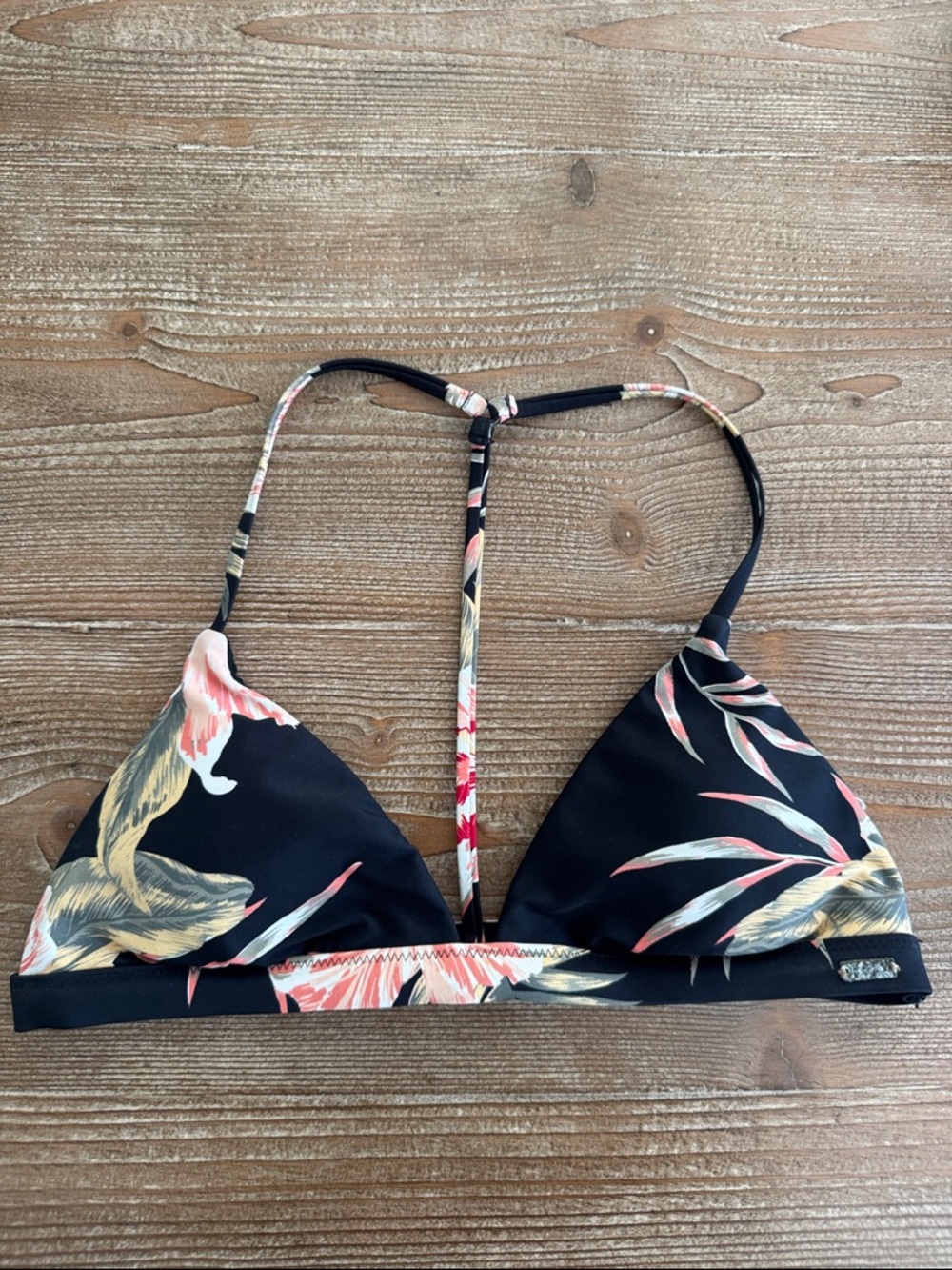 Roxy Black Tropical Triangle Bikini Top